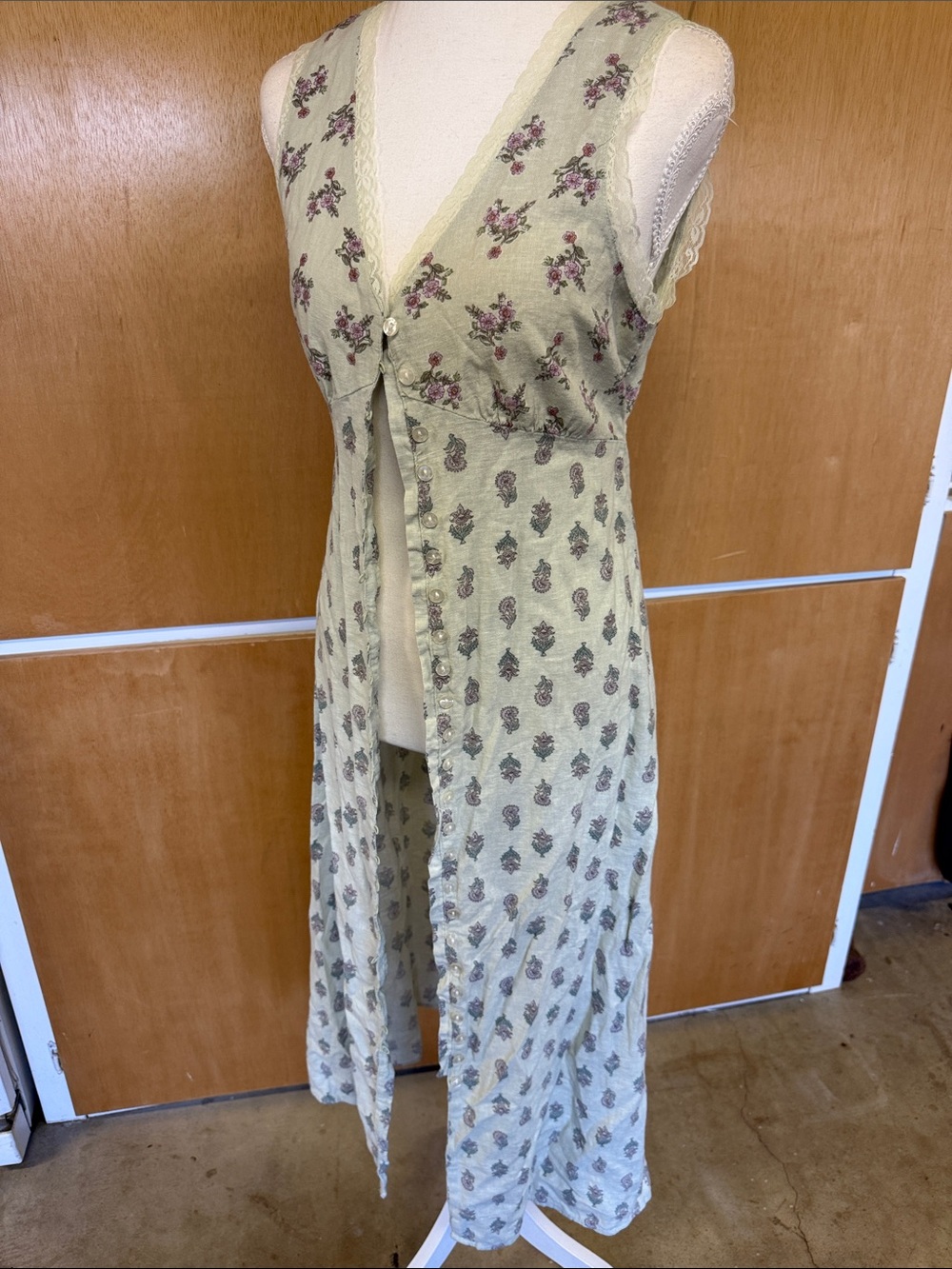 Light Green Floral Button Maxi Dress - lucky brand